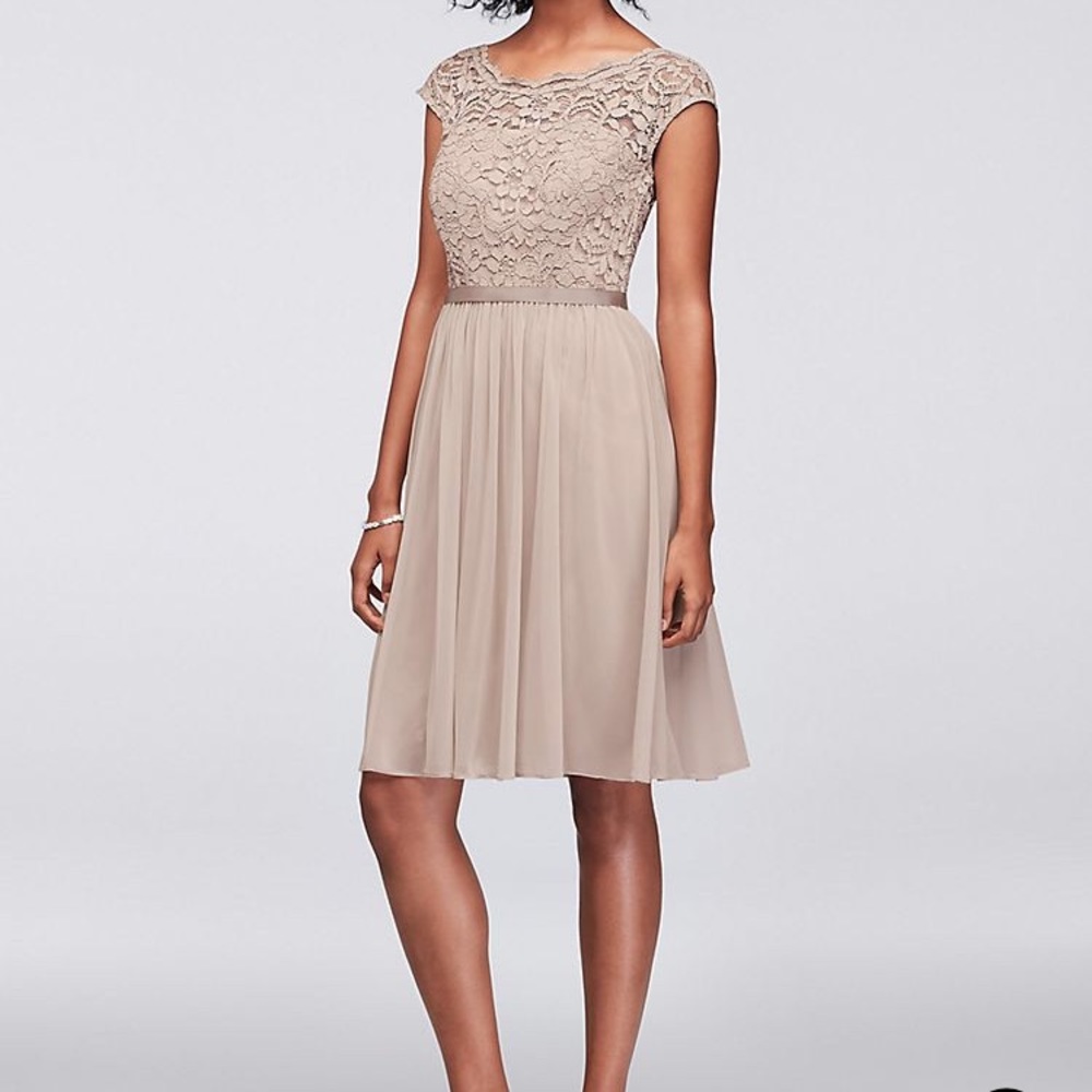 David’s Bridal Biscotti Short dress